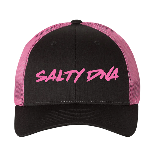 Salty DNA Mesh Snapback – Black & Hot Pink