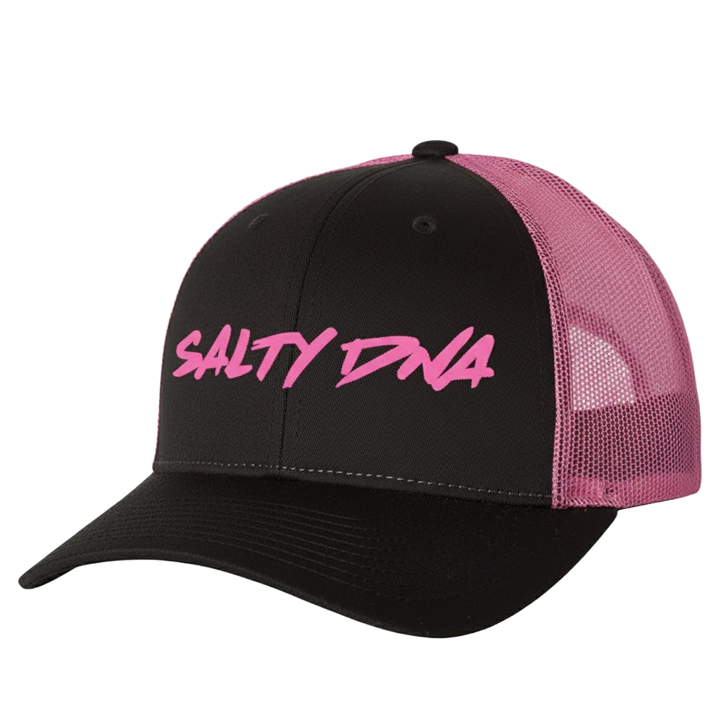 Salty DNA Mesh Snapback – Black & Hot Pink